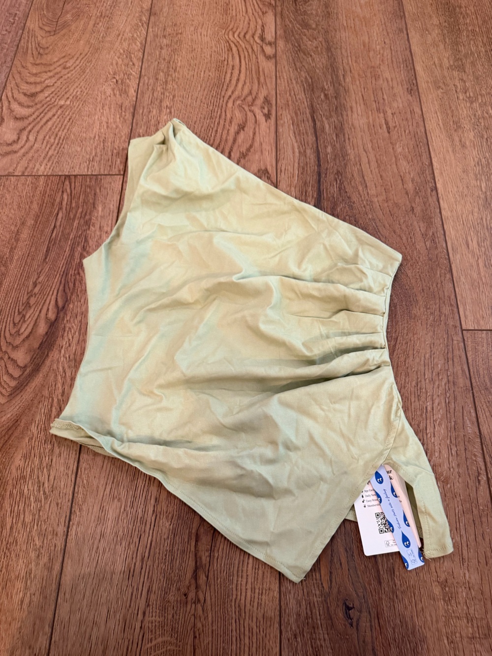 Cider Sage Green One-Shoulder Skirt